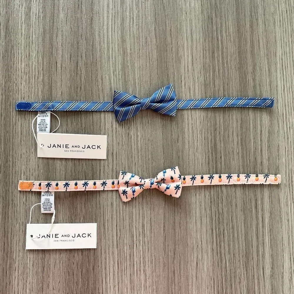 NWT Janie and Jack Baby Striped and Tropical Print Bow Ties Multi 0-24 Months